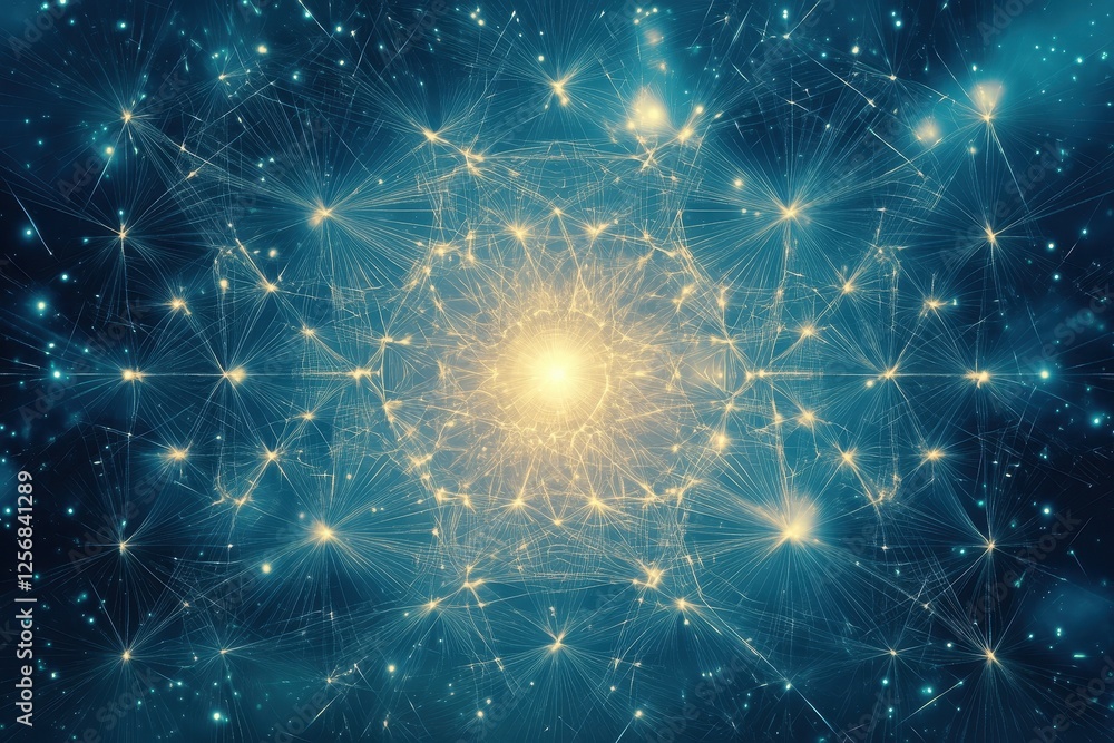 Aufkleber abstract network of glowing lights and lines with a center