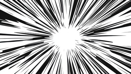 Abstract black and white radial burst.