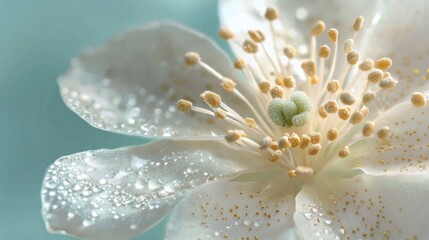 Dew-Kissed Blossom: A Macro Photography of a White Flower