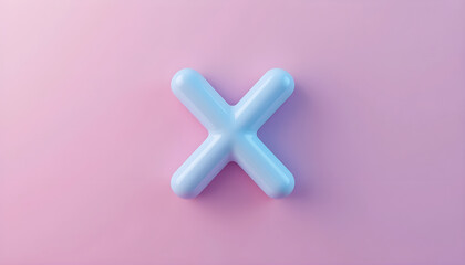 Obraz premium Playful Light Blue X Symbol on a Pastel Pink Background