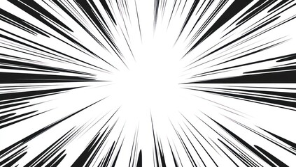 Abstract black and white radial speed lines background.