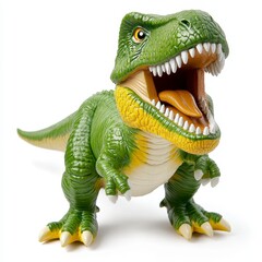 Fototapeta premium Realistic Green Dinosaur Toy Model with Open Mouth and Sharp Teeth