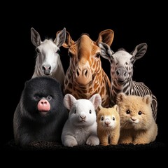Fototapeta premium Diverse Collection of Adorable Animals Posing Together in Studio