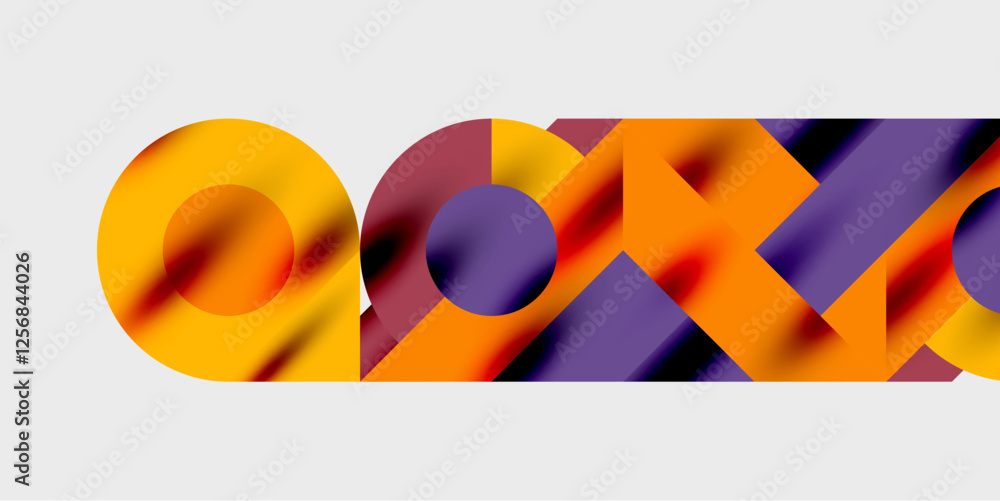 Aufkleber Modern abstract background featuring circles, lines, and triangles in a dynamic geometric composition. Perfect for stylish, tech, or creative-themed designs