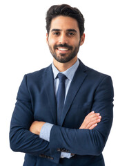 Portrait of only one Man. White Background.