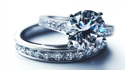 Diamond rings, elegant pair, jewelry, luxurious, close-up, perfect