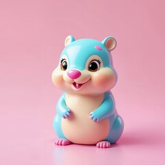Naklejka premium Hamster Portrait in Plastic Style with a Pastel Background a Plastic shiny small of a Cute Blue Colorful Baby Hamster Hamster in a Plastic Style Baby a Cute Adorable Cute Hamster Style Shiny Baby in