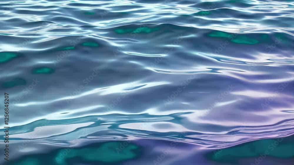 Poster mesmerizing ocean waves with iridescent glow and gentle ripples in high resolution