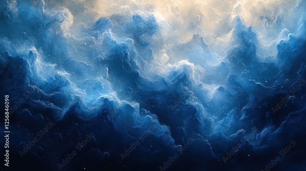 Poster abstract textured background with blue halftone patterns and ethereal lighting