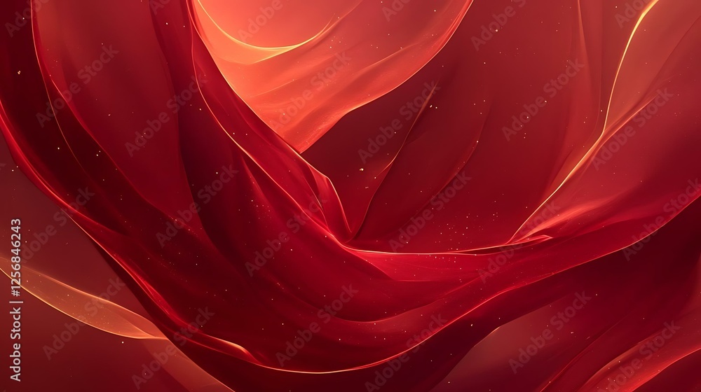 Poster red umami sesame abstract flowing red fabric motion background with soft light and gentle waves in 4