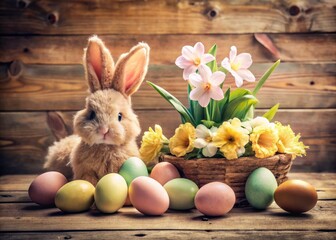 Vintage Easter Bunny, Happy Easter Photography, Retro Easter Card, Springtime Celebration, Easter Eggs, Antique Easter Images