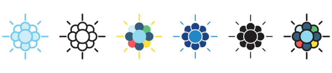 Obraz premium Fusion multi-style icon, outline, flat, glyph, dual tone, line color. use for UI, UX, app and web development, digital or print. for digital industry, education, technology.