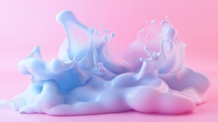 Pastel Blue Liquid Splash: A Dreamy 3D Render