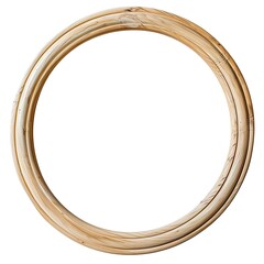 A circular wooden frame showcasing a simple, natural design. isolated on white background