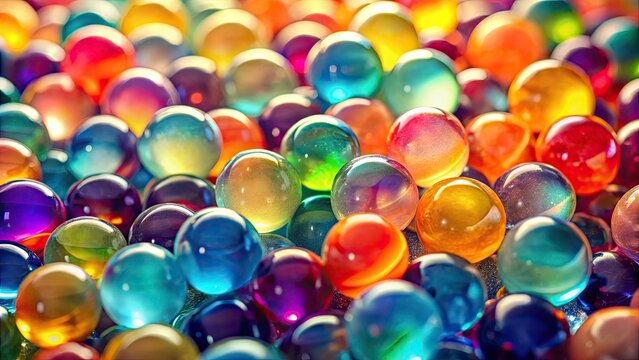 Vintage Hydrogel Balls Photo: Colorful, Cheerful, Water Absorbent Polymer Background