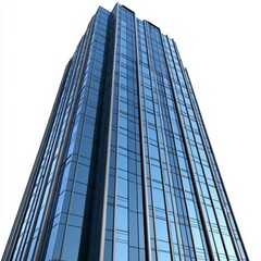 Obraz premium Modern Glass Skyscraper Reflecting Blue Sky and Urban Landscape