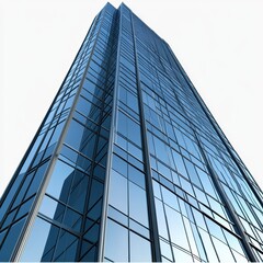 Obraz premium Modern Skyscraper with Reflective Glass Facade Against Clear Sky