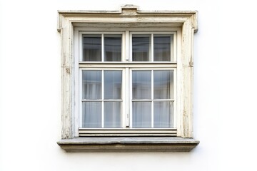 Obraz premium Old white window with weathered frame. Perfect for vintage, rustic, or historical designs.