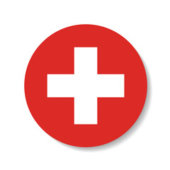 Obraz premium Switzerland circle flag logo icon digital vector illustration