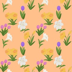 seamless pattern with Easter Theme Orange background