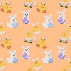 seamless pattern with Easter Theme Orange background