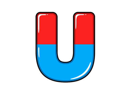 recommend clip art: Uppercase Letter U Clipart. This image shows a U-shaped magnet with red and blue colors. Vector illustration design.