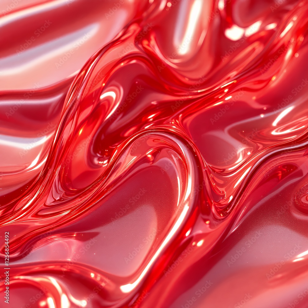 Poster abstract glossy rendering red flowing fabric with plastic-style shiny style style background shiny r