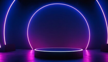 3d render of blue podium on blue background, best for product presentation.advertisement, futuristic, horizontal, merchandise, showing, sparse, three-dimensional,1654