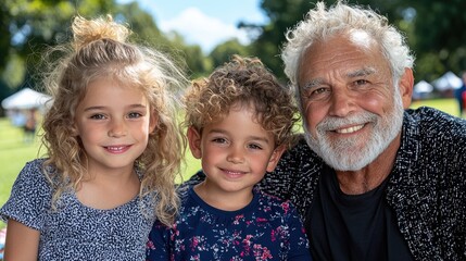 Fototapeta premium Grandparent with Grandchildren in Park