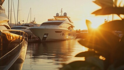Golden Hour Yacht Reflections: Luxury at Sunset