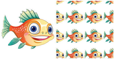 Colorful Fish Seamless Pattern Illustration