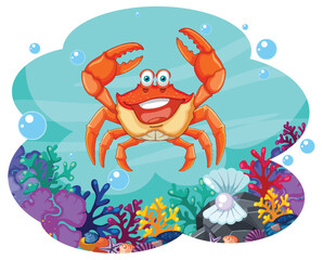 Cheerful Crab in Vibrant Coral Reef