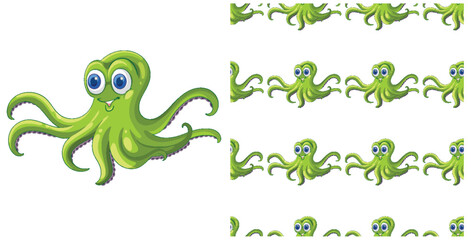 Cheerful Octopus Seamless Pattern Design