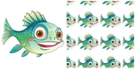 Cheerful Fish Seamless Pattern Design