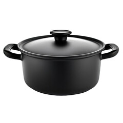 black cooking pot with lid and two handles, perfect for various culinary tasks. Its sleek design and sturdy build make it essential kitchen item for any home chef