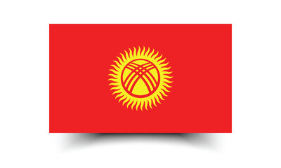Kyrgyzstan flag. Flag of Kyrgyzstan. The official ratio. Flag icon. Standard color. Standard size. A rectangular flag. Computer illustration. Digital illustration. Vector illustration.