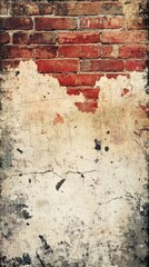 Obraz premium Weathered brick wall with peeling plaster showing age