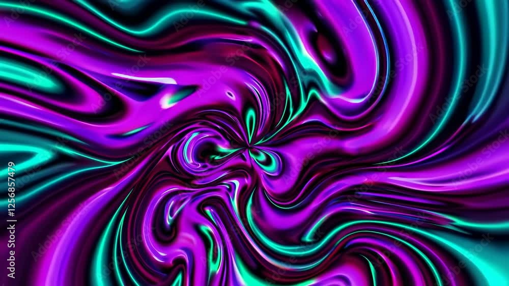 Poster abstract neon swirling pattern featuring vibrant purple and teal colors. digital art and modern desi
