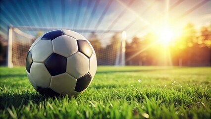 A close-up shot of a soccer ball rolling on the grass field, football, sport,  football, sport, texture, outdoor, field, green, natural