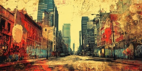 Fototapeta premium Urban cityscape featuring aged buildings and modern skyscrapers