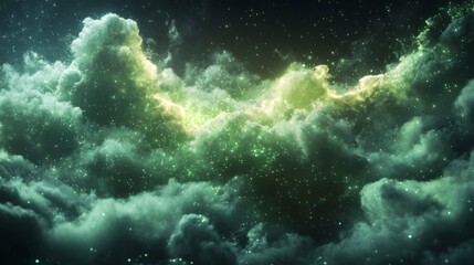 Fototapeta premium Emerald Green Nebula Clouds and Starscape
