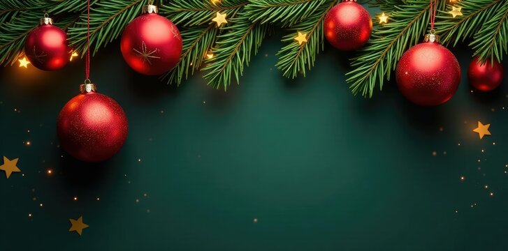 Christmas-themed garland with red ornaments and golden star accents, accents, holiday, garland