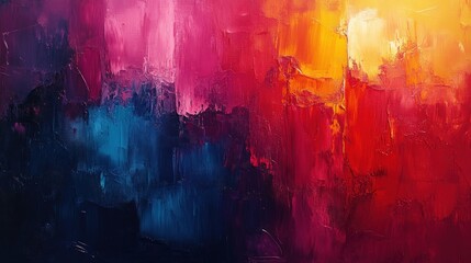 Abstract Expressionist Grunge Halftone Texture with Colorful Brush Strokes and Patterned Background