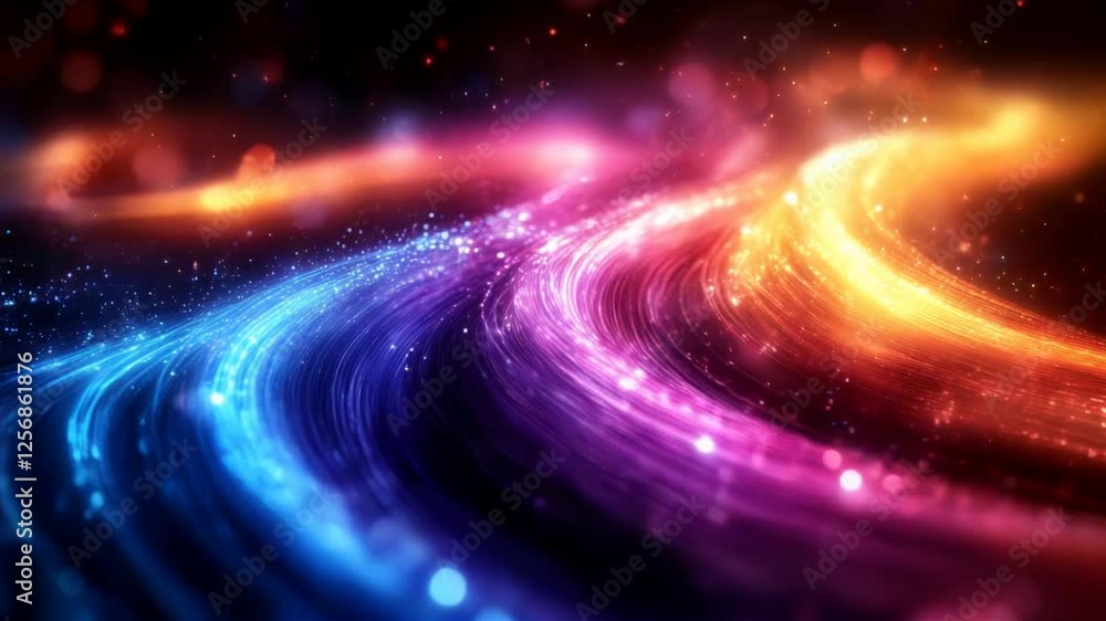 Poster light trails on abstract space background