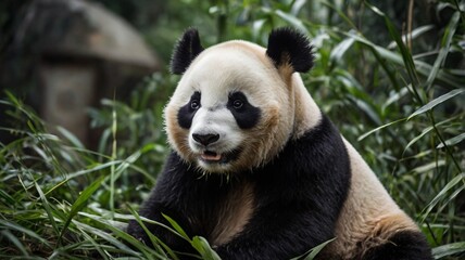 Naklejka premium Panda in nature 