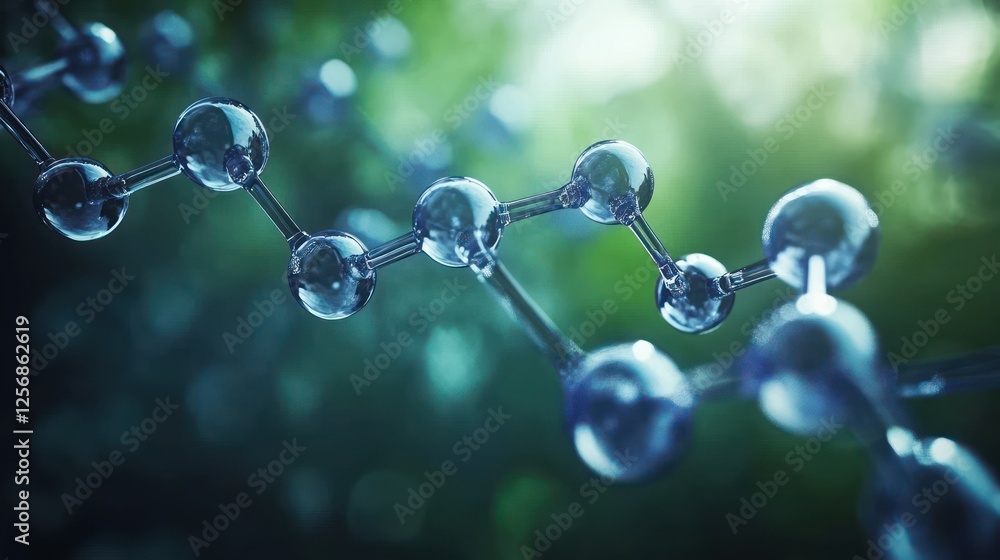 Aufkleber hyperrealistic molecular structure illustration with atoms and bonds in 3d depth
