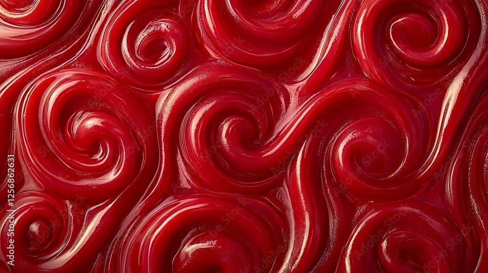 Poster hot intense spread textured red swirls in a glossy finish capturing movement and fluidity in design