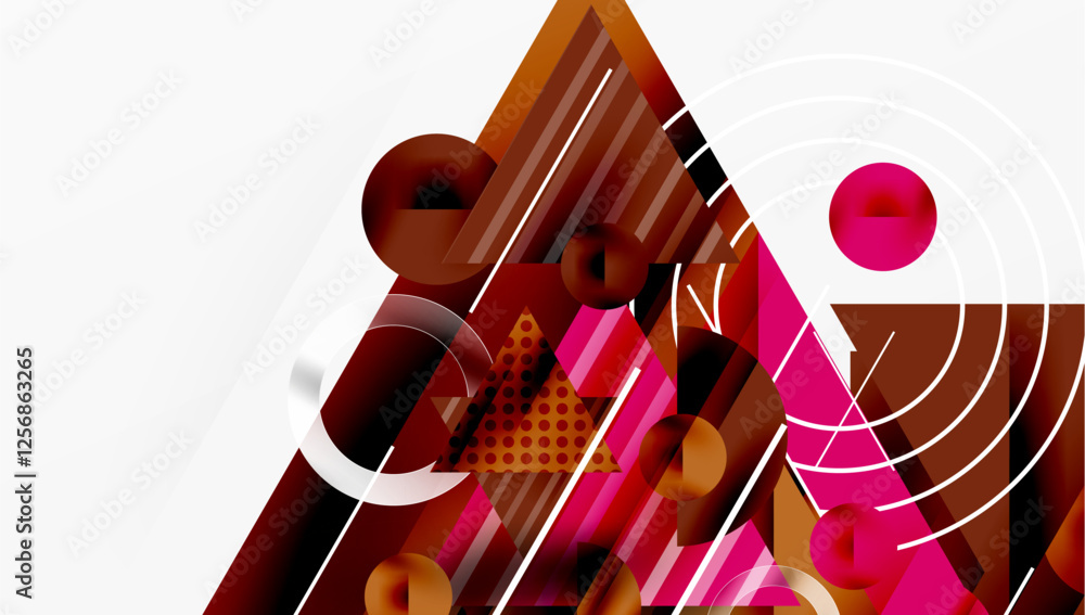 Poster Sleek abstract background - layered triangles with vibrant gradient tones. Semi-transparent shapes add depth and contemporary aesthetic