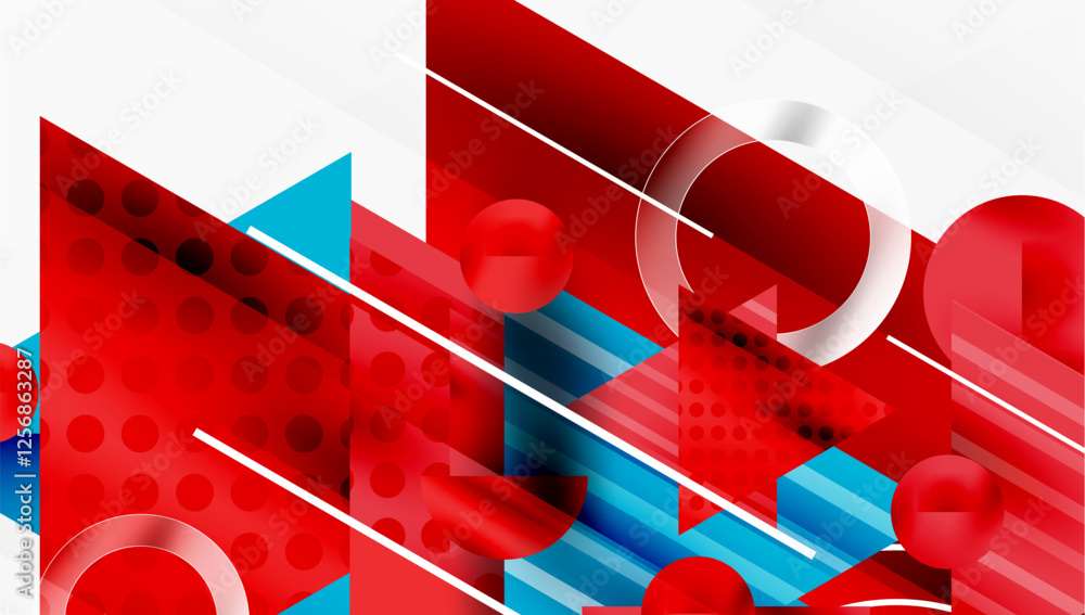 Poster Sleek abstract background - layered triangles with vibrant gradient tones. Semi-transparent shapes add depth and contemporary aesthetic