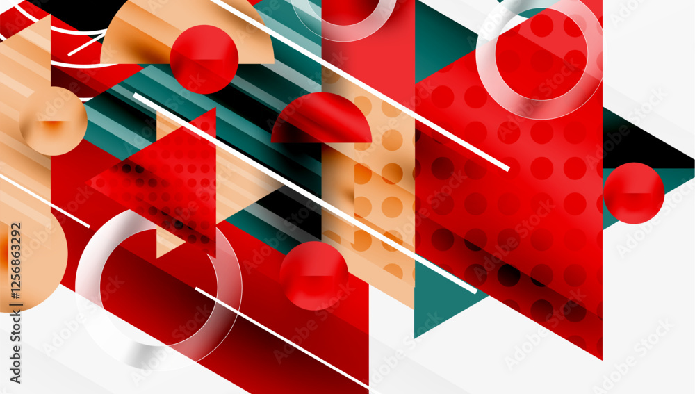 Poster modern geometric background - overlapping triangles with smooth gradients and semi-transparency